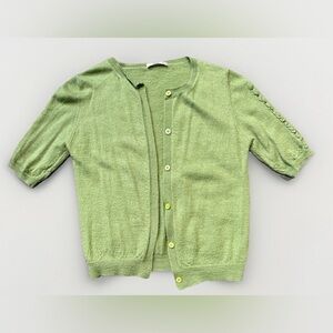 Vintage Prada Women’s Green  Button Cashmere Silk Casual Cardigan Size 42‎ M